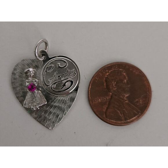 Sterling Confirmation Pendant with Pink Stone - Picture 9 of 9